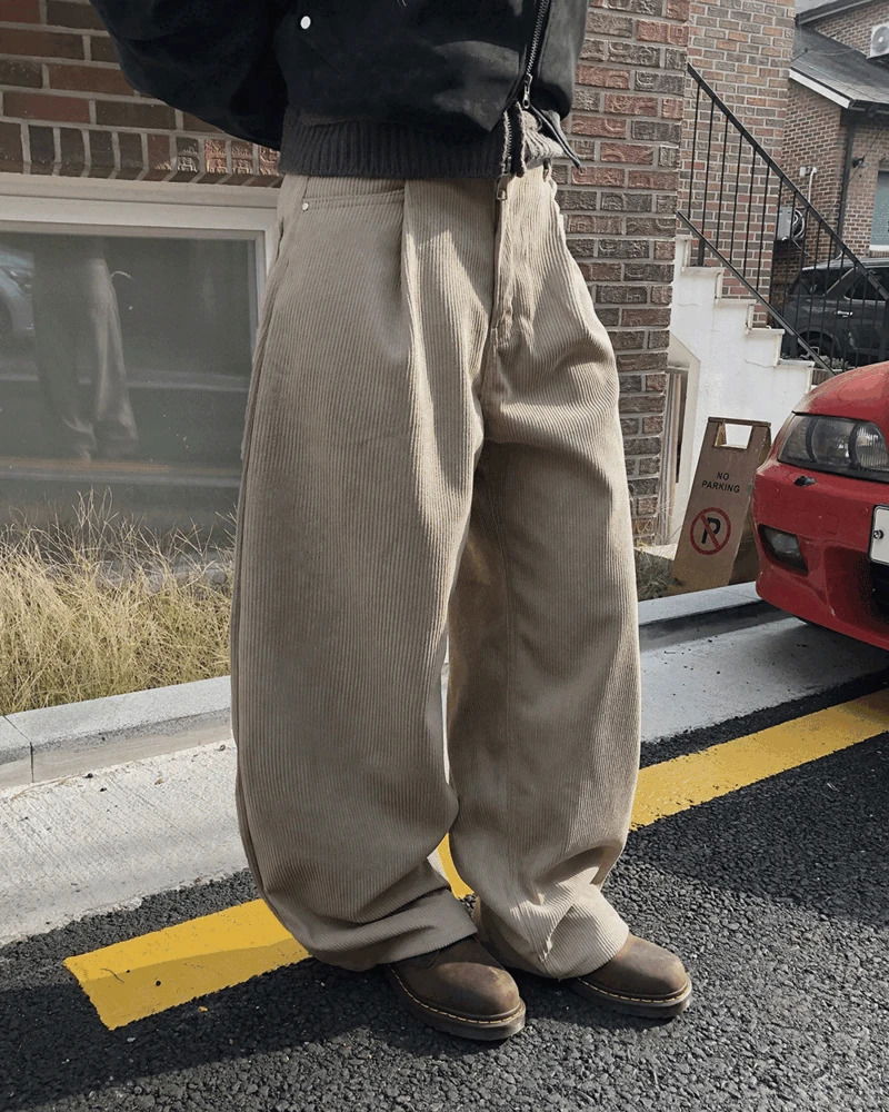 Tmo Golden Fleece-lined Wide Straight Pants