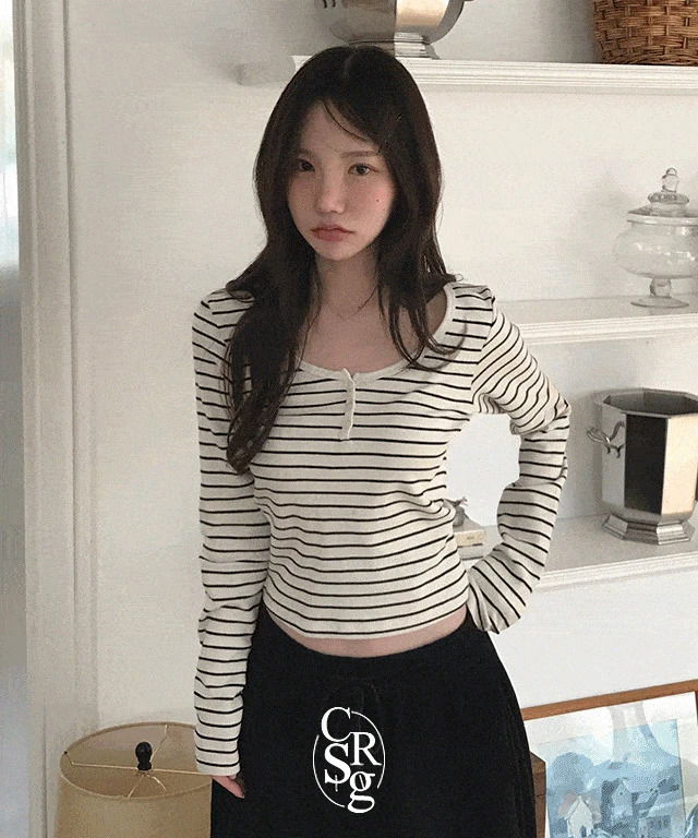 Half-button unisex slim Striped Ribbed knitwear (Delayed delivery)