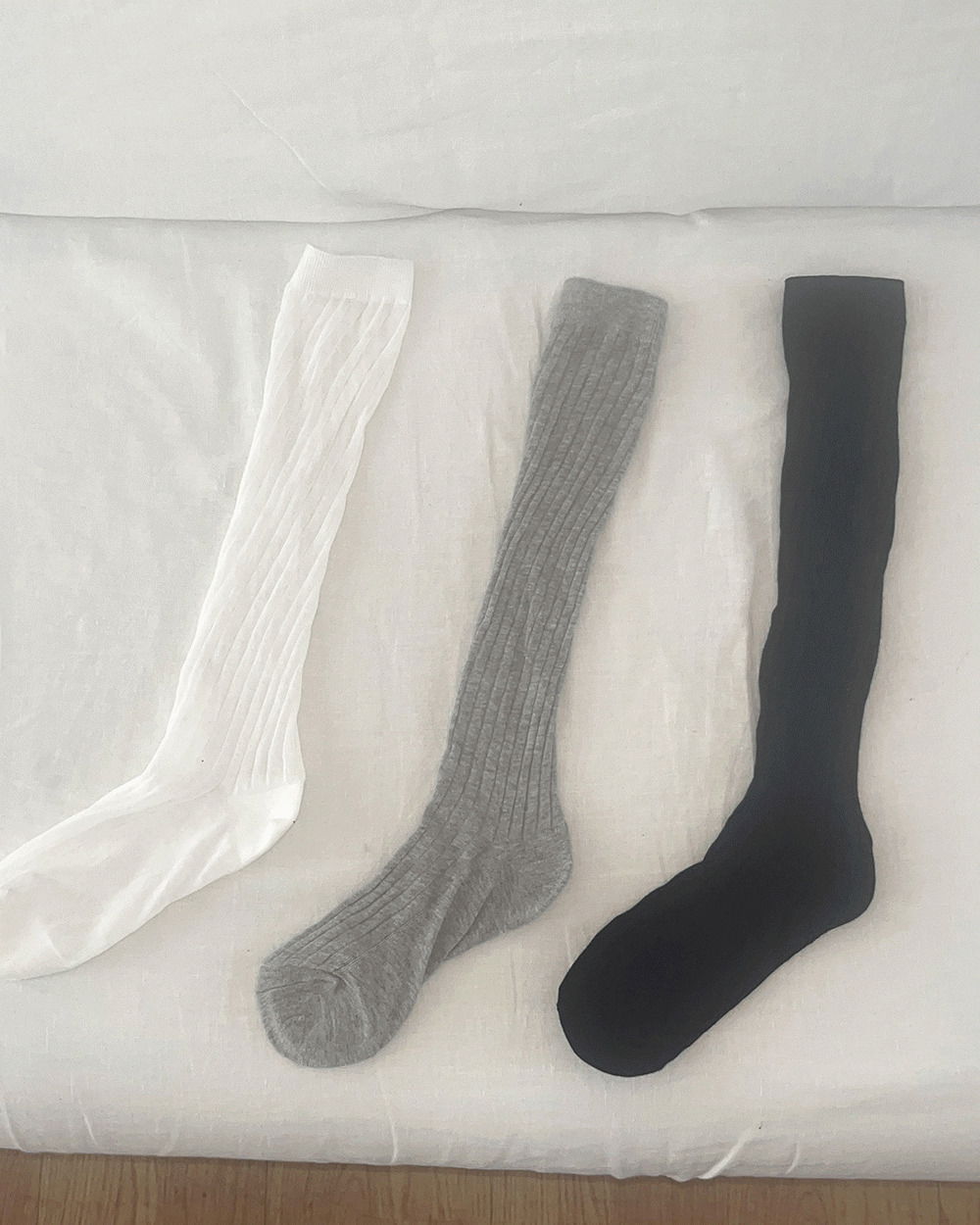 Bonyu Ribbed knee socks shirring pleated socks 袜子