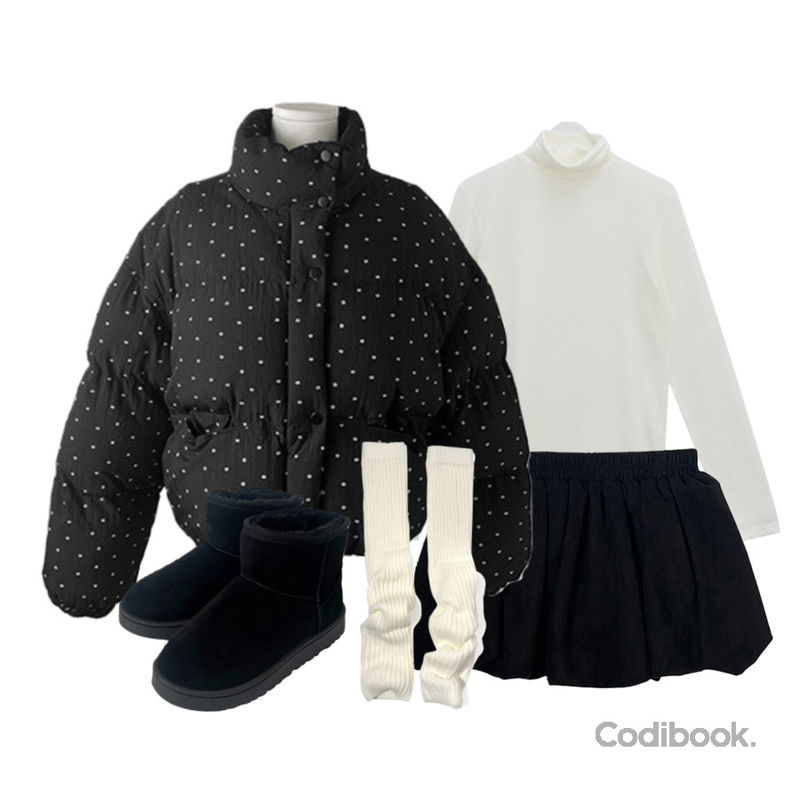 anyonemore 벤자 어그 양털 숏 부츠 (5color),binary01 인디아 베이직 울 폴라티셔츠,kim9hope 앨리스 wool leg warmer등을 매치한 코디