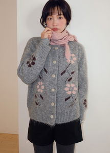 Corni Flower Jacquard Knitwear Cardigan
