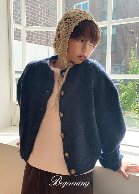 리브 라운드니트가디건 (2color)