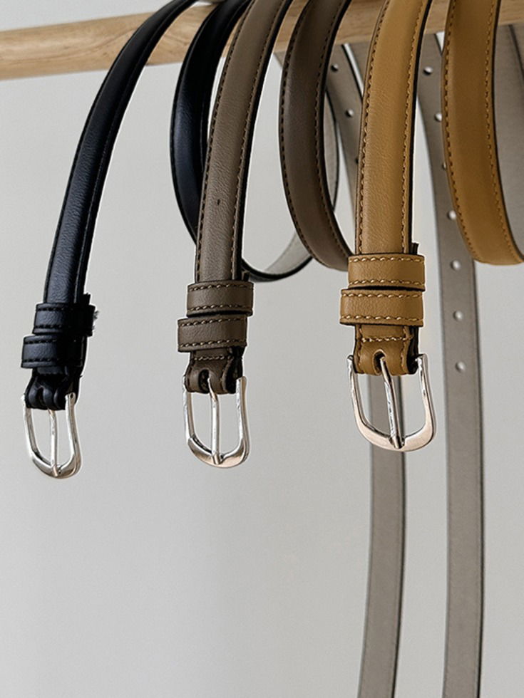 フェイクレザーシルバーラウンドバックルベルト