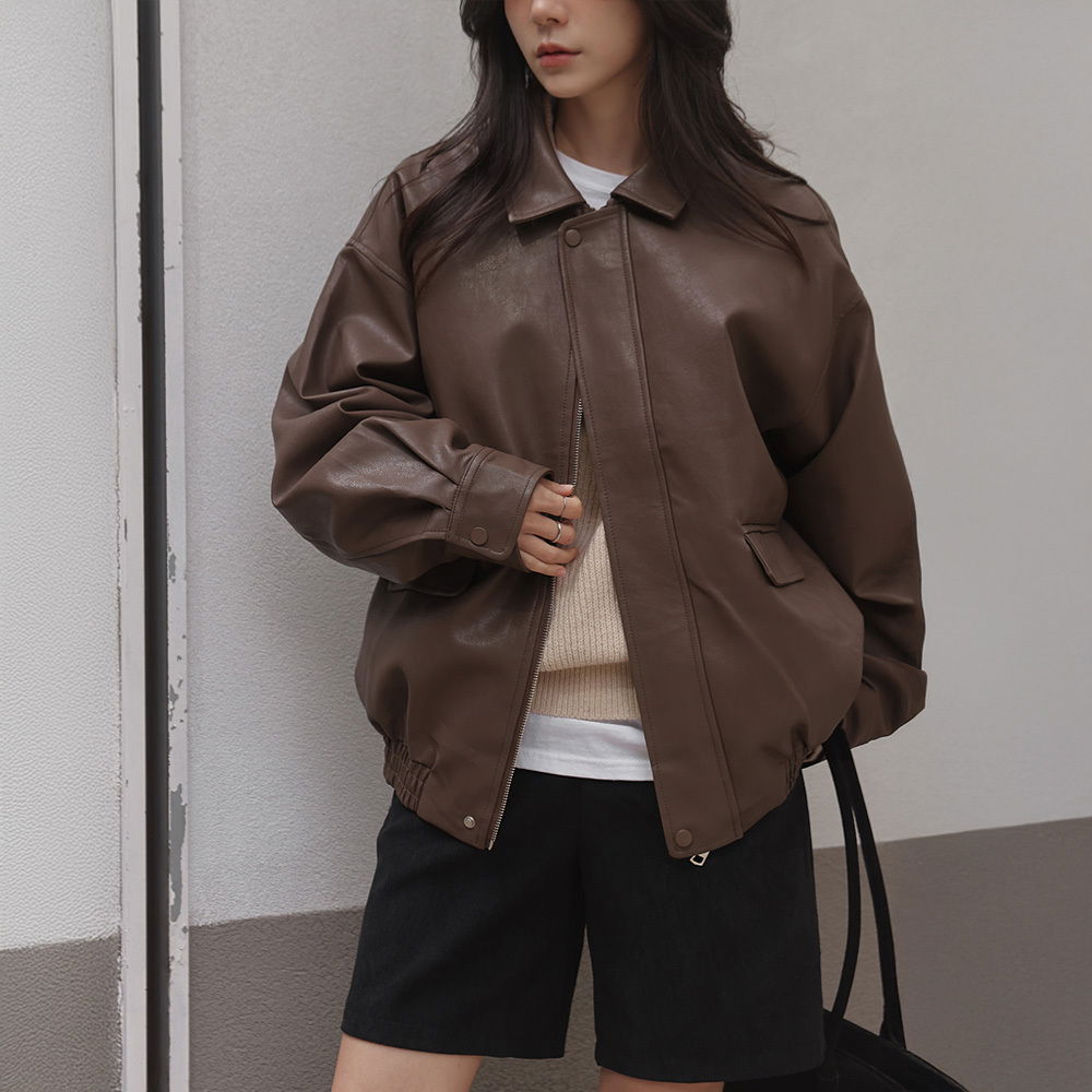 Ledoor 領拉鍊皮夾克