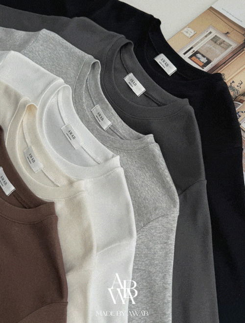 純色莫代爾圓領長袖T恤