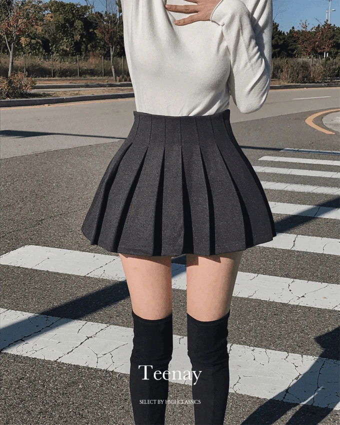 Teen high-waist pleated tennis underwear, skirt pants, winter skirt, wool mini skirt 裙子