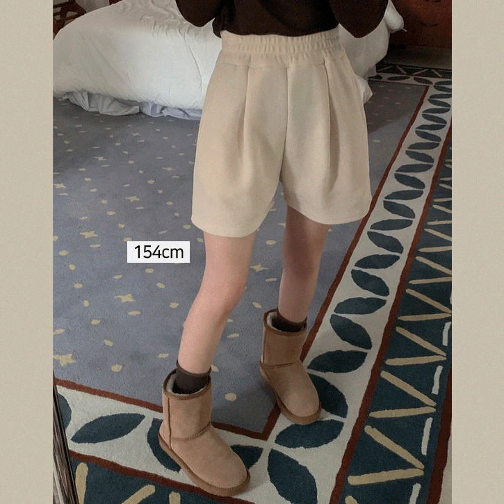 柔軟燈芯絨鬆緊打褶短褲