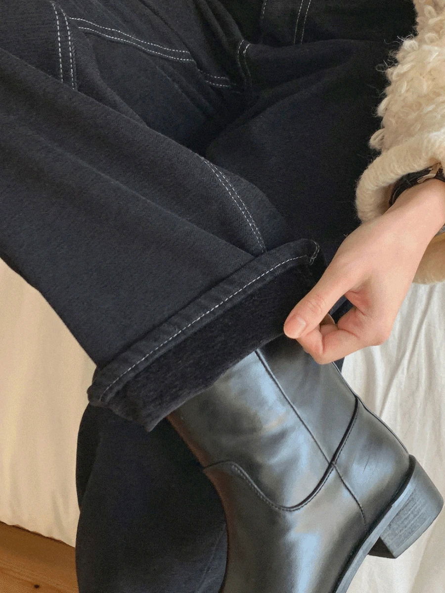 포멀 기모 와이드 데님