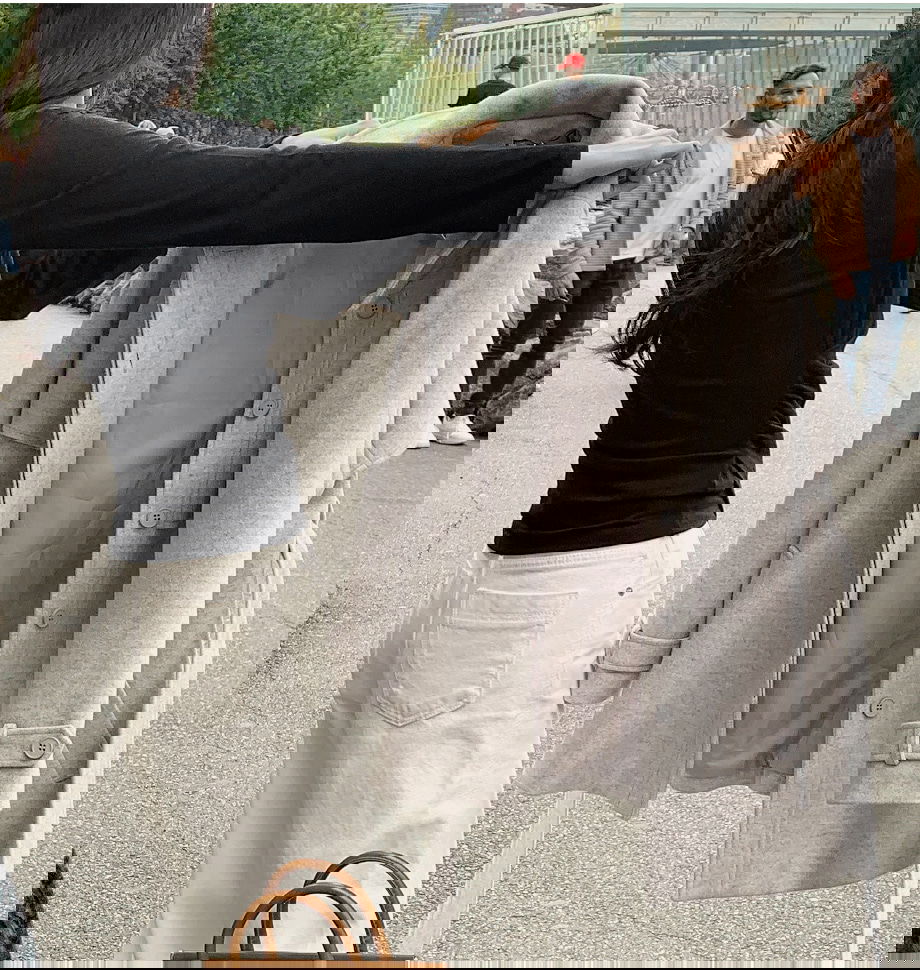 리리앤코 하로픈 플랩 카라넥 벨트 하프 코트