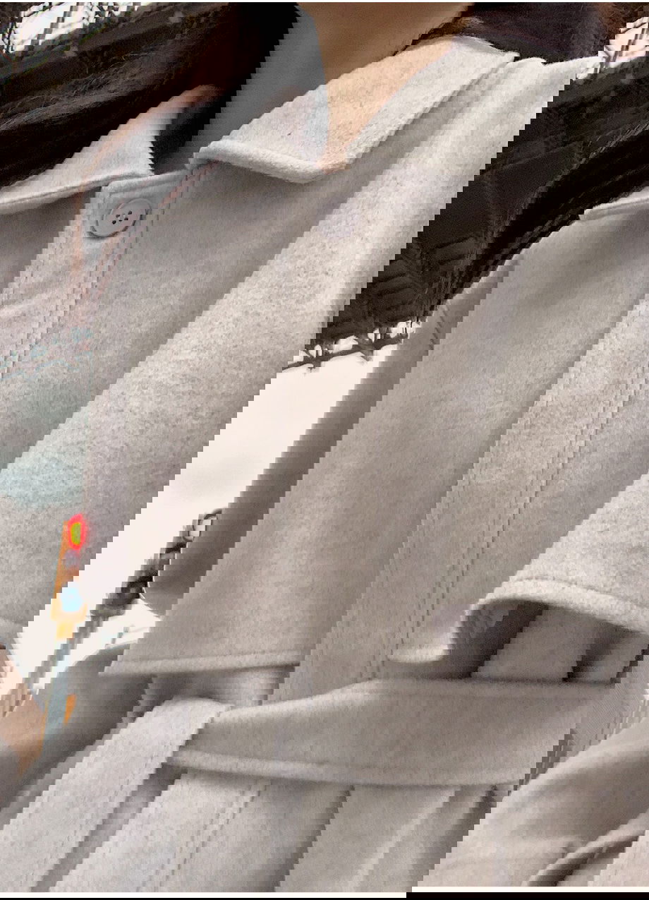 리리앤코 하로픈 플랩 카라넥 벨트 하프 코트