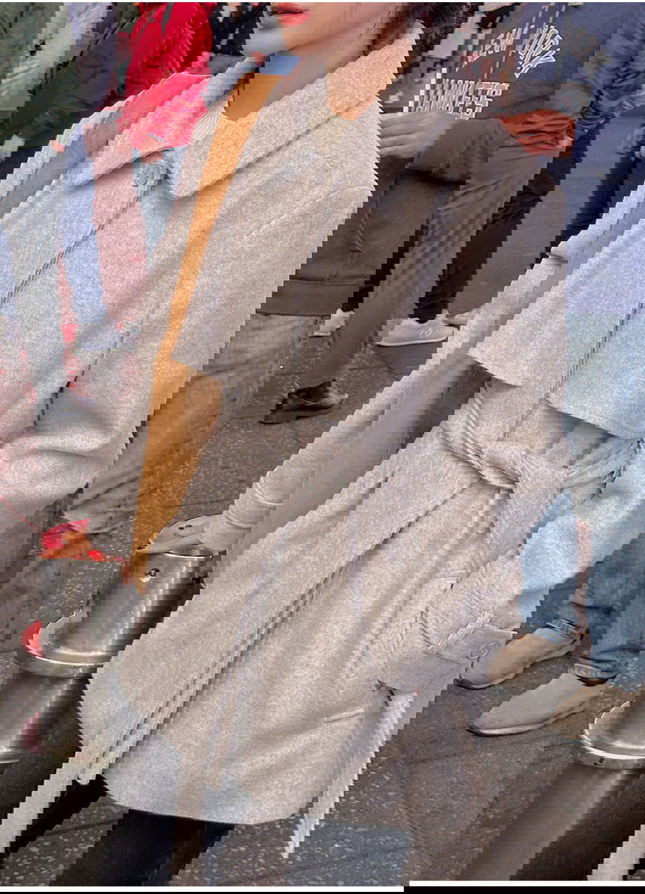 리리앤코 하로픈 플랩 카라넥 벨트 하프 코트