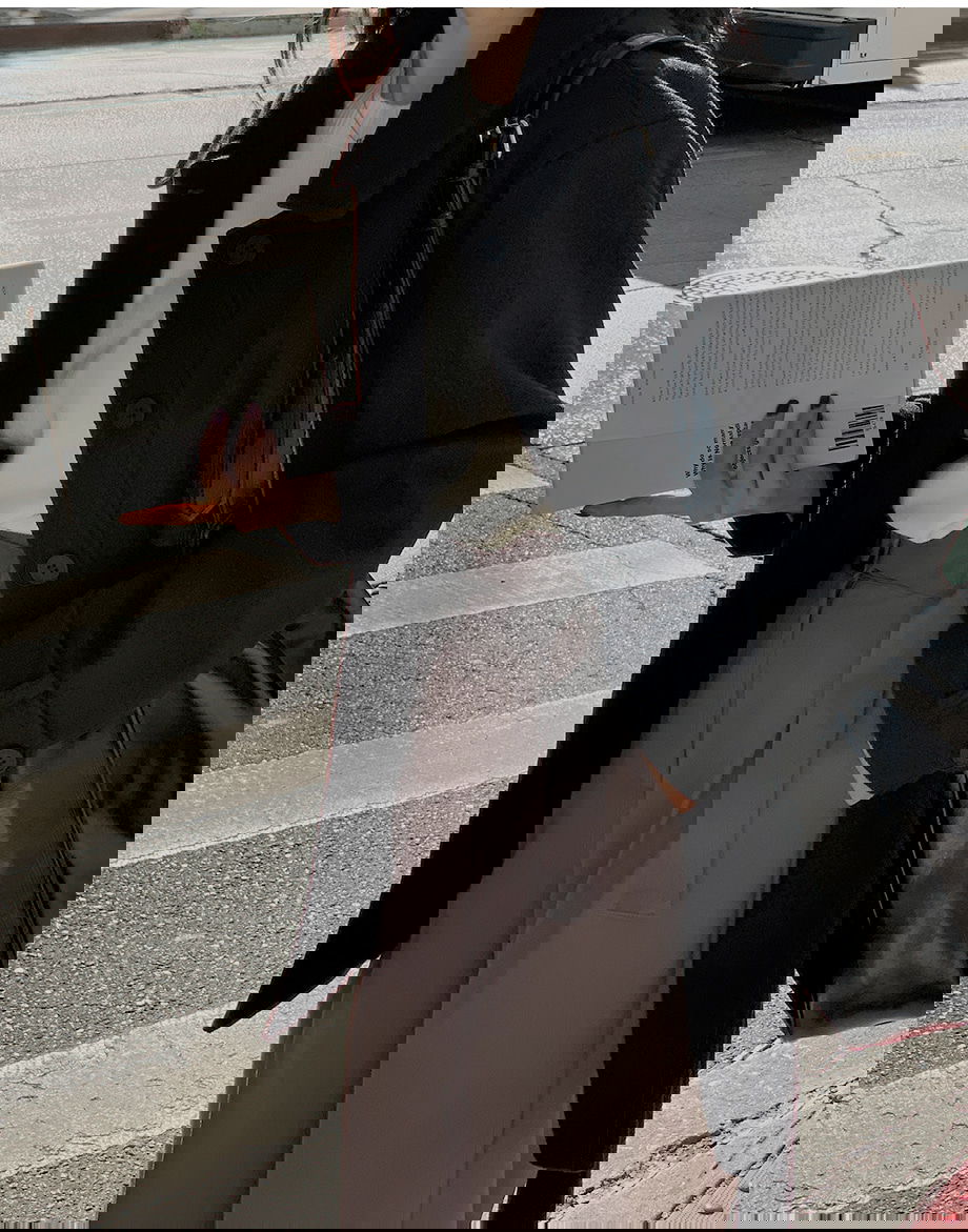 리리앤코 하로픈 플랩 카라넥 벨트 하프 코트