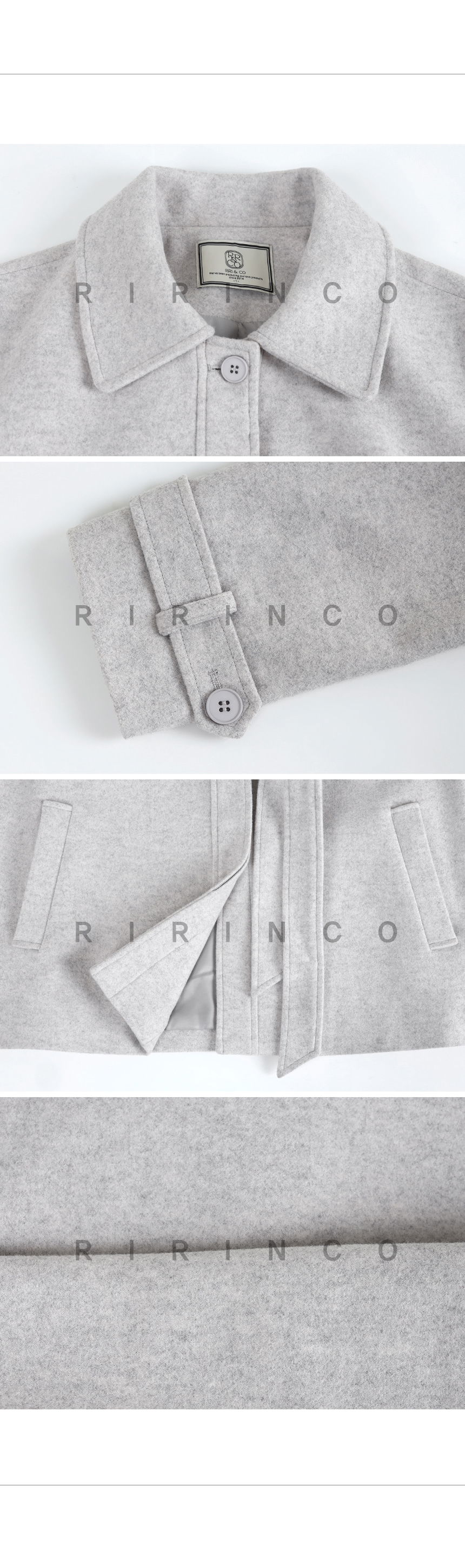 리리앤코 하로픈 플랩 카라넥 벨트 하프 코트