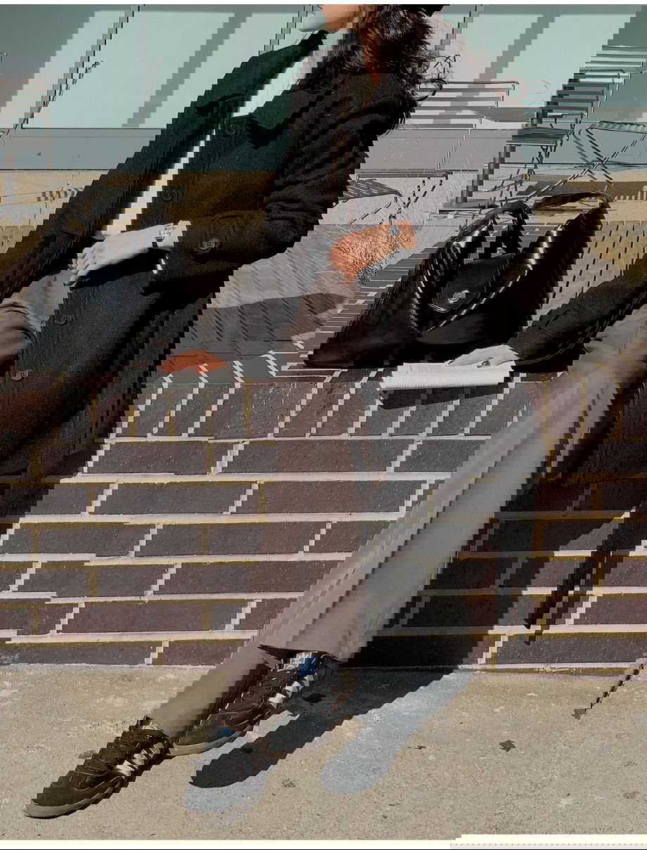 리리앤코 하로픈 플랩 카라넥 벨트 하프 코트