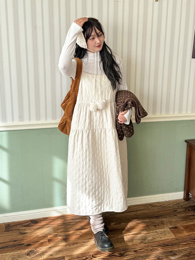 Big size 55-88 Naraemu Cancan flare quilted layered bustier long one Dress dress