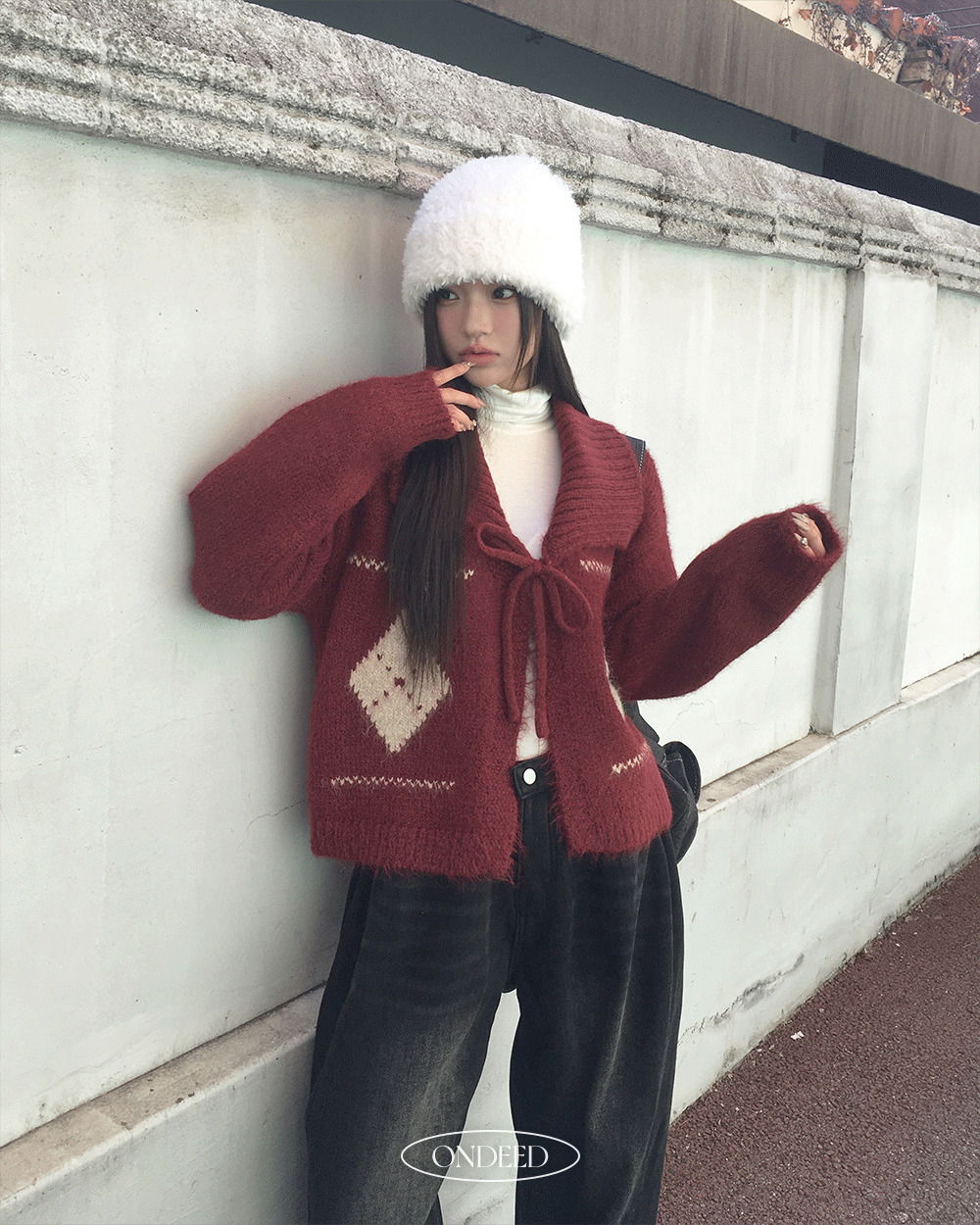 ルビング アーガイル カラーニットカーディガン