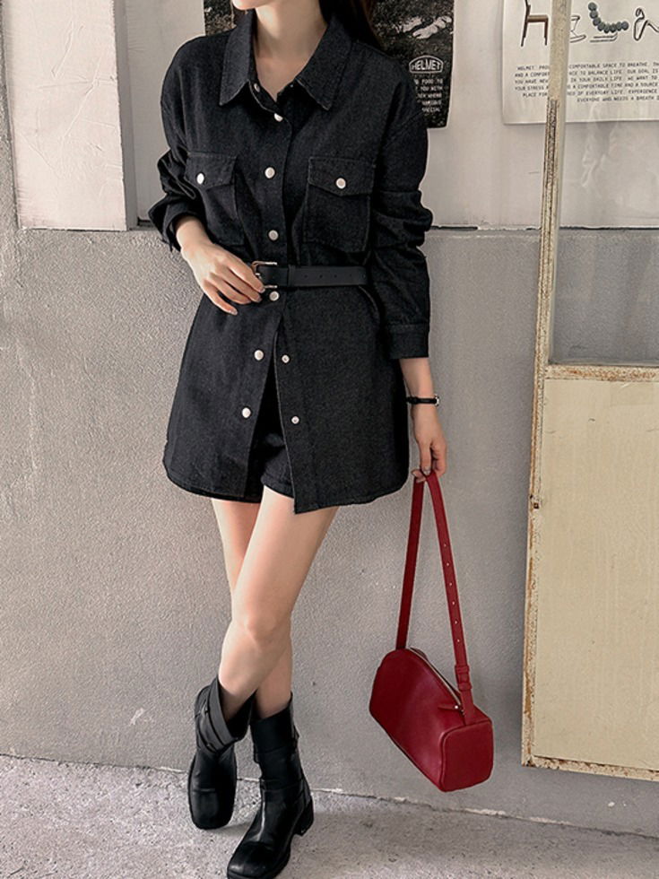 디트린브 데님 루즈핏 벨트 셔츠