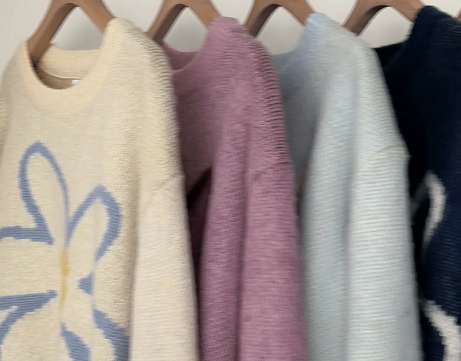 리리앤코 플로네브 브러쉬 플라워 루즈핏 니트