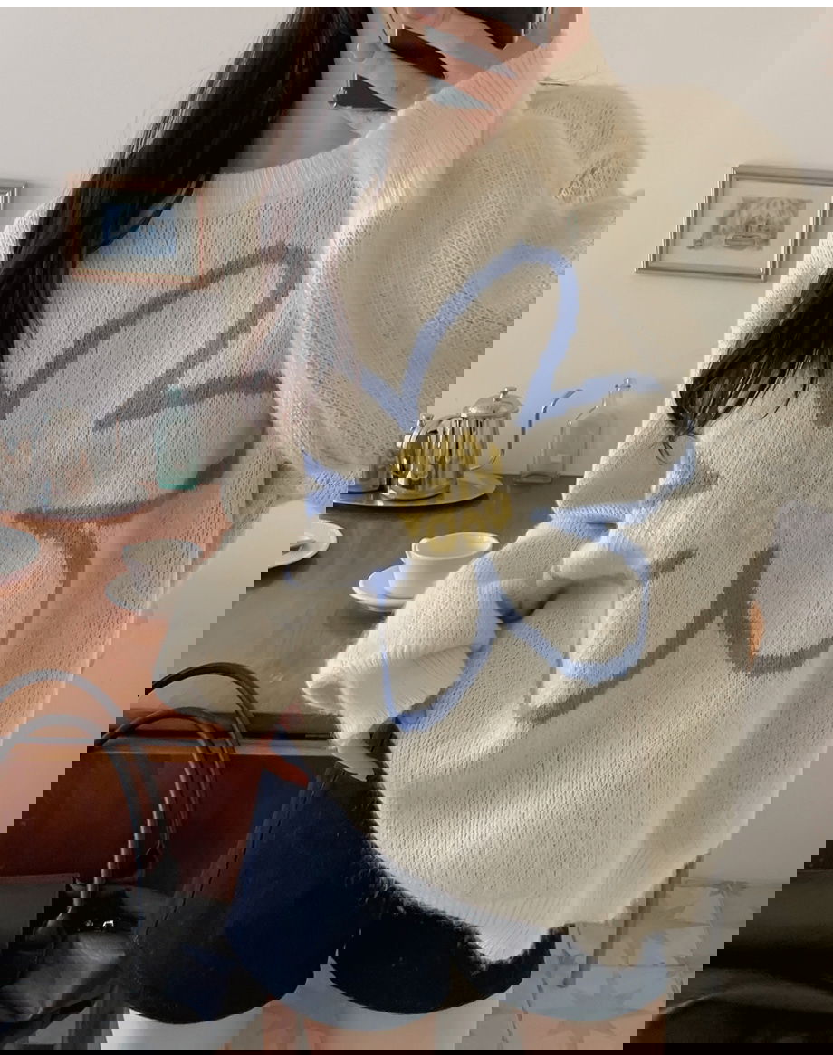 리리앤코 플로네브 브러쉬 플라워 루즈핏 니트