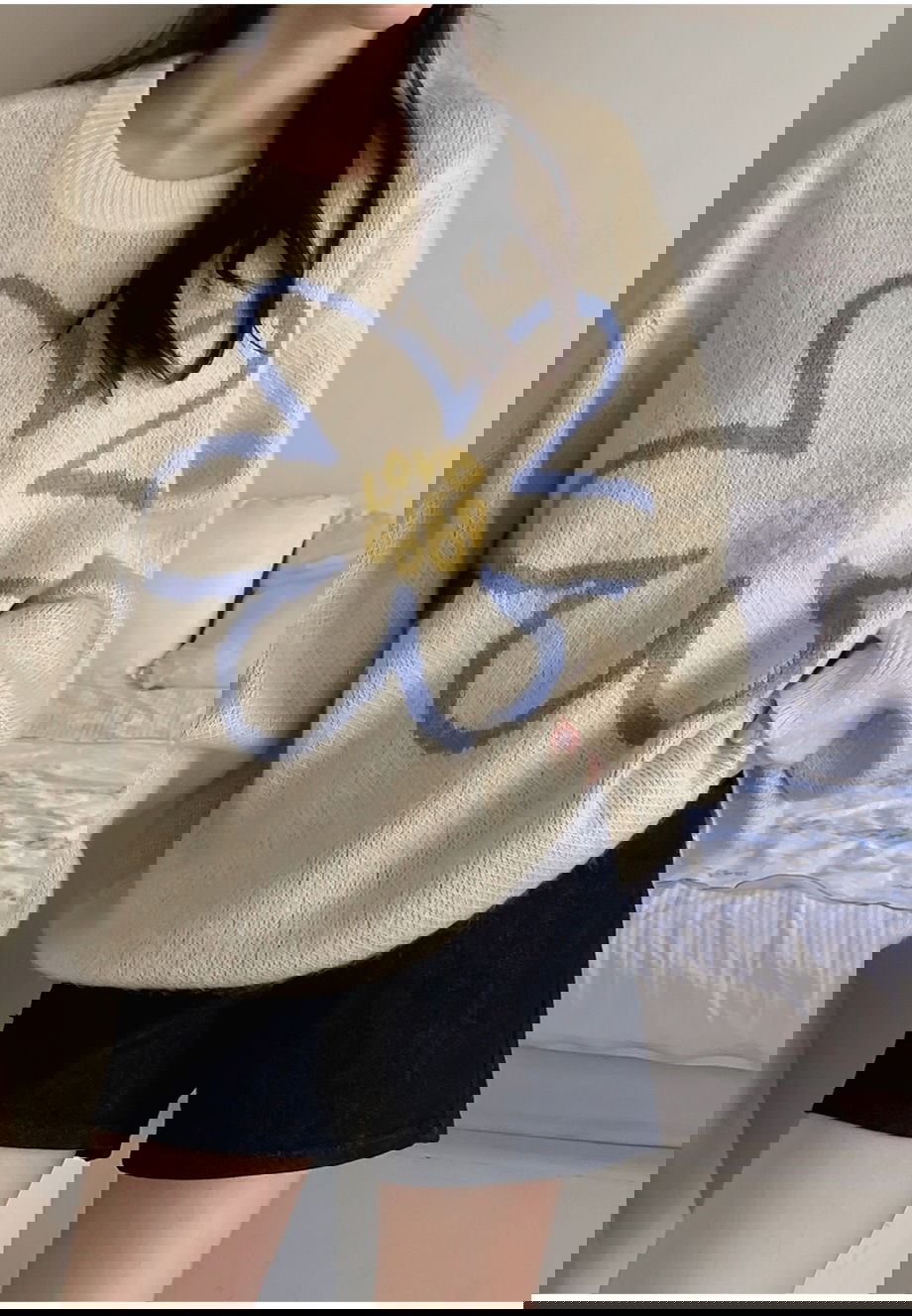 리리앤코 플로네브 브러쉬 플라워 루즈핏 니트