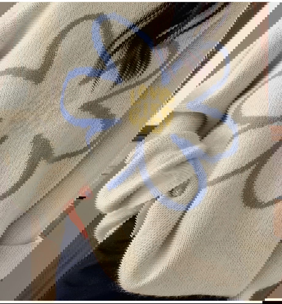 리리앤코 플로네브 브러쉬 플라워 루즈핏 니트