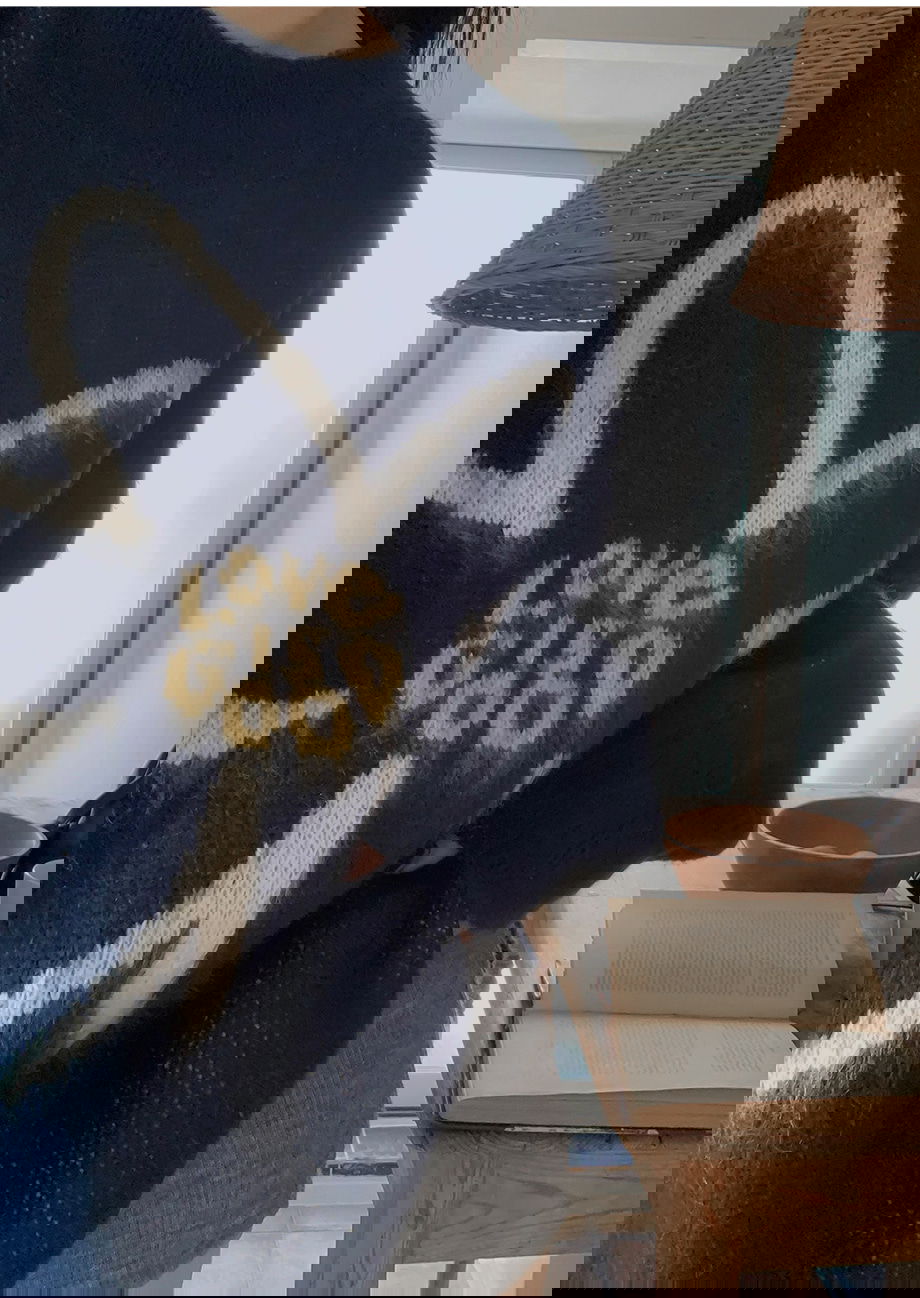 리리앤코 플로네브 브러쉬 플라워 루즈핏 니트