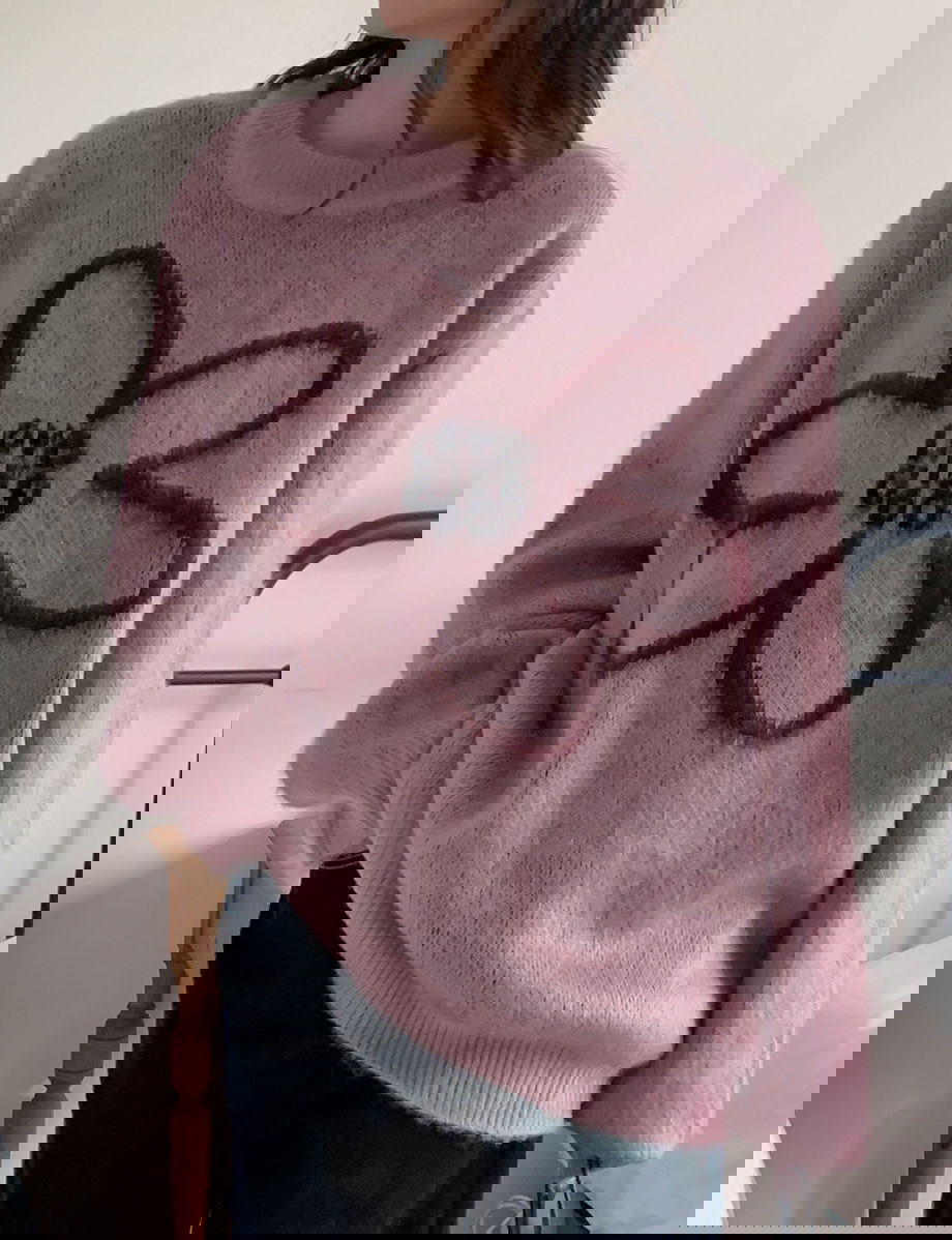 리리앤코 플로네브 브러쉬 플라워 루즈핏 니트