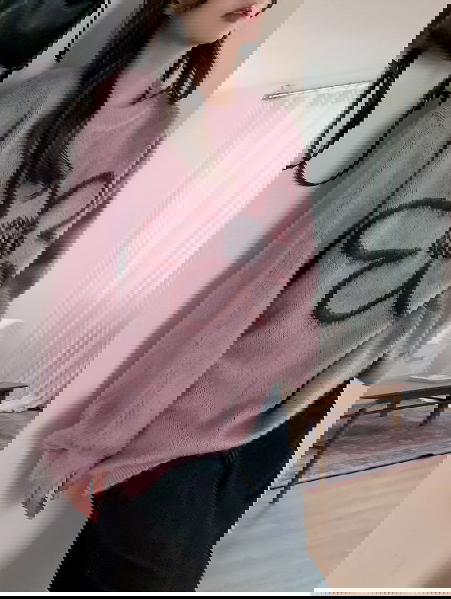 리리앤코 플로네브 브러쉬 플라워 루즈핏 니트