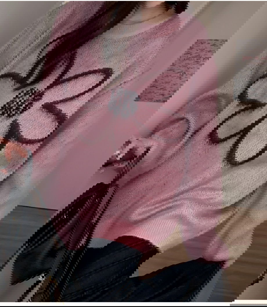 리리앤코 플로네브 브러쉬 플라워 루즈핏 니트