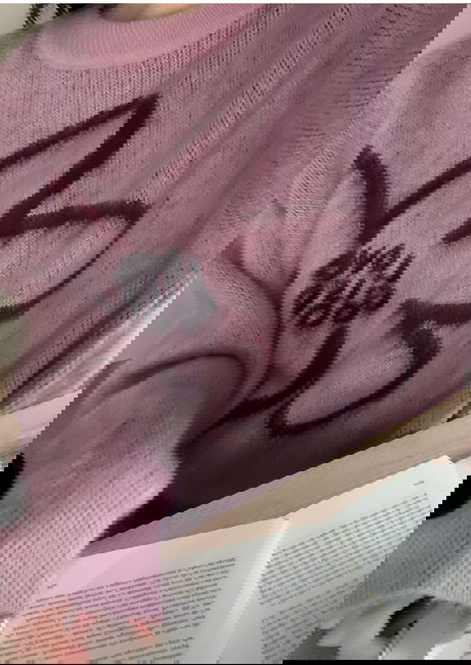 리리앤코 플로네브 브러쉬 플라워 루즈핏 니트