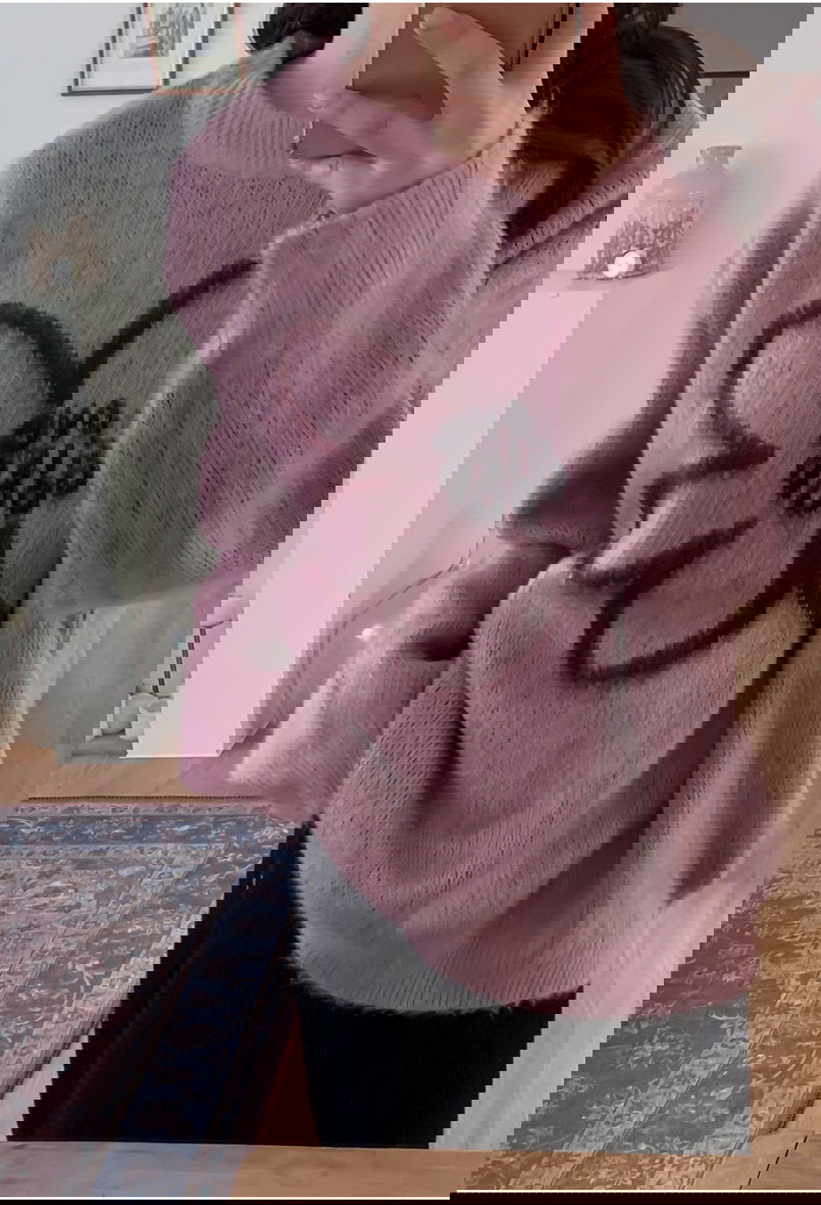 리리앤코 플로네브 브러쉬 플라워 루즈핏 니트