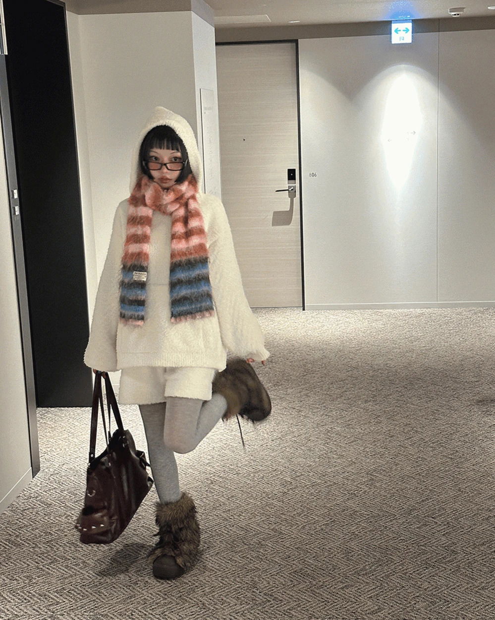 Cozy Hooded Knitwear & Shorts Two-Piece Set