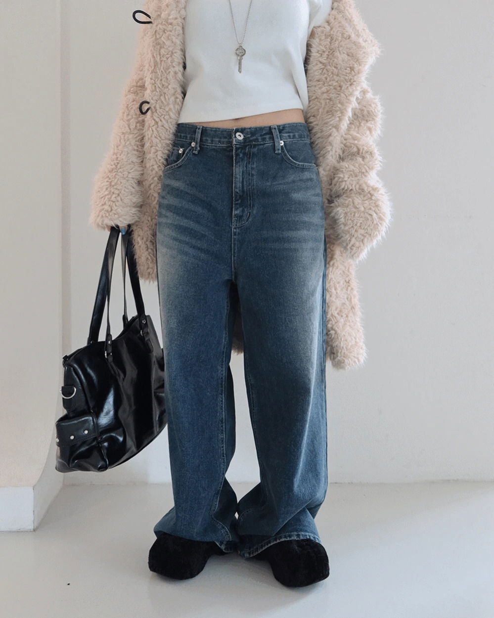 Abel Dark Blue Long Wide Jeans