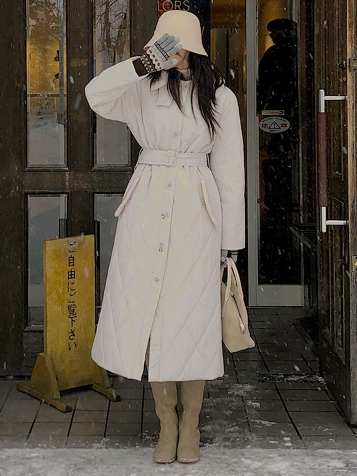 Dionpe quilted fur color combination long padding