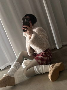 HIGHTEEN WOOL CHECK MINI SKIRT