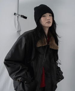 Cites Overfit High Neck Fleece Leather Shearling