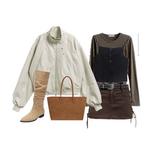 긴팔티,슬리브리스,스커트 코디