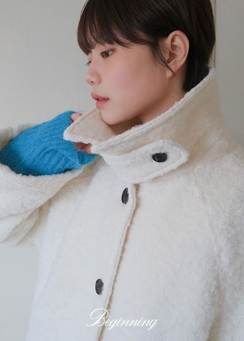 毛圈羊毛高領大衣 (人氣商品配送延遲)