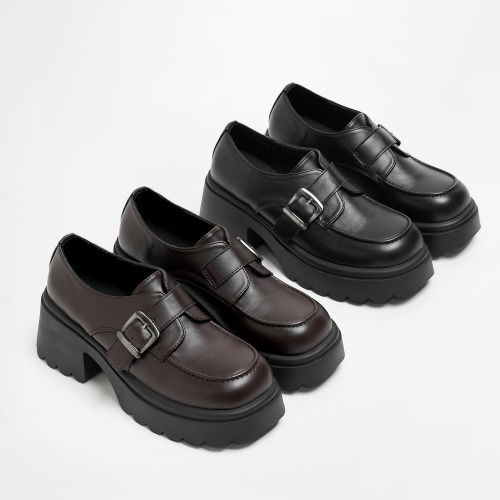 時尚牛皮鏤空繫帶平底樂福鞋