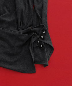 Frangipani Drape Fleece-lined Boat Neck Wrap T-Shirt