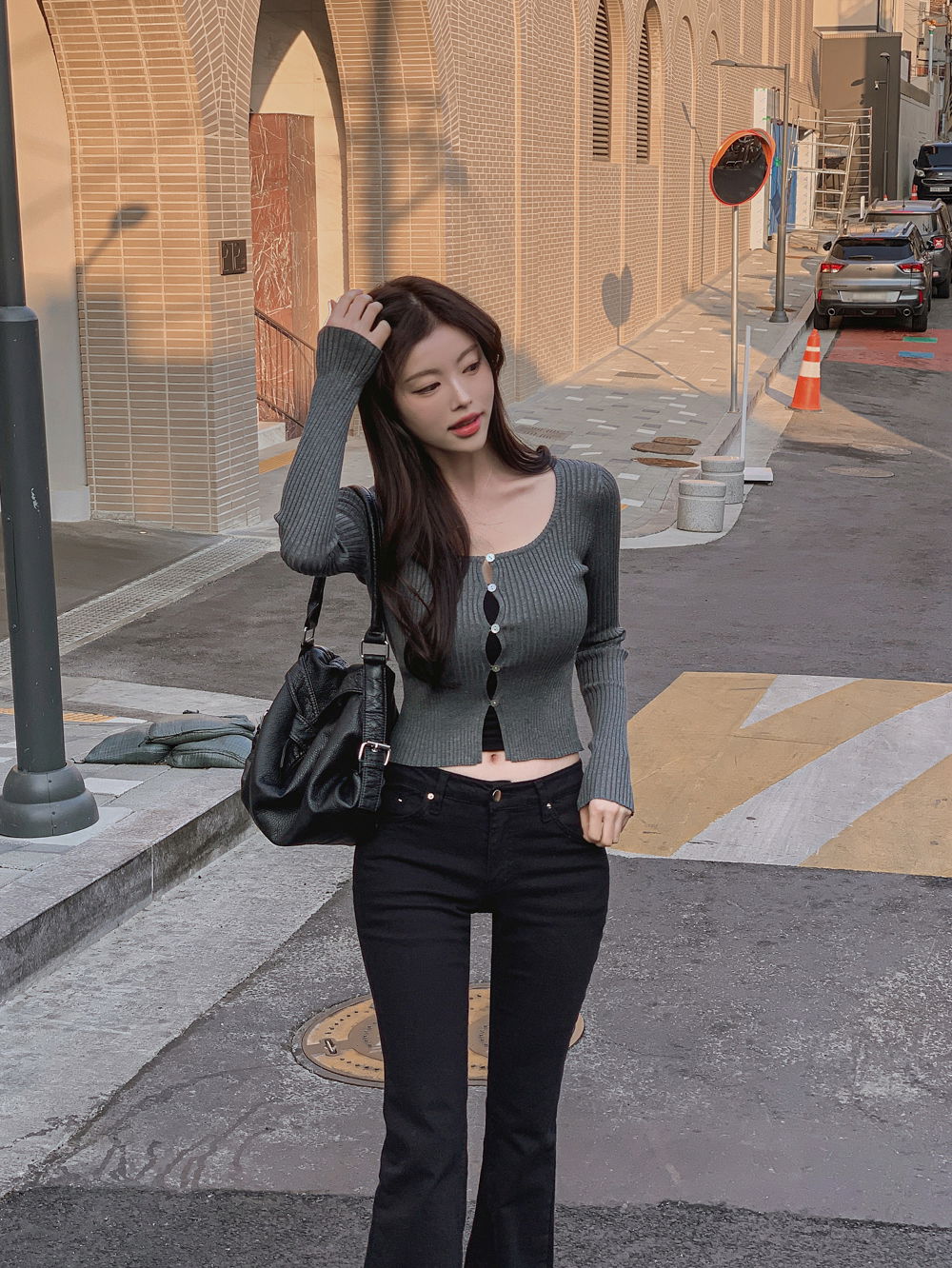 카디건 모델 착용 이미지-S1L25