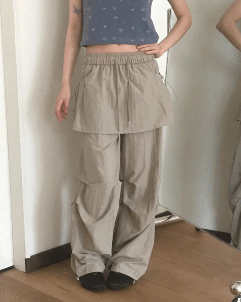 可調式兩穿風格尼龍休閒褲