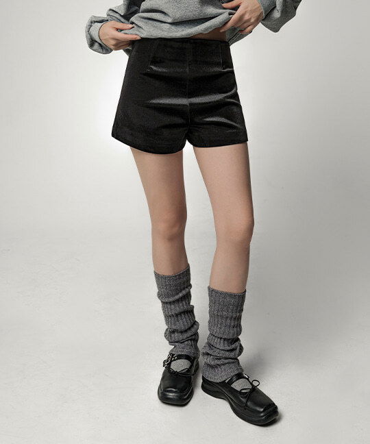 Pintuck Velvet Mini Shorts