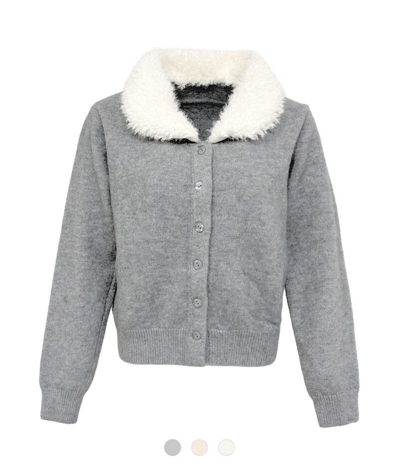 艾芙琳翻領羊毛絨針織外套