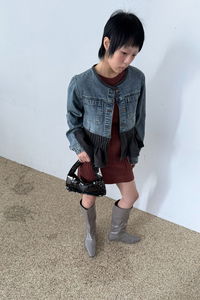 mid frill denim jacket