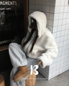 毛茸茸連帽外套套裝