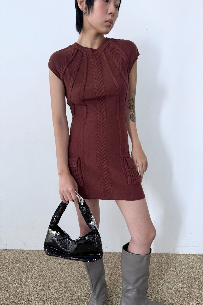 cable frame knit ops 短裙