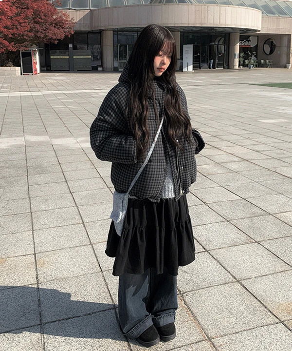 휴시 피치기모 캉캉 미디 스커트 (2color)