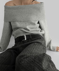 Rosmin Wool Off-Shoulder Knitwear