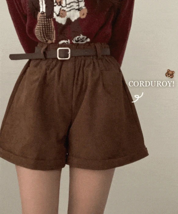 Cook Golden Corduroy Belt Set Half Pants